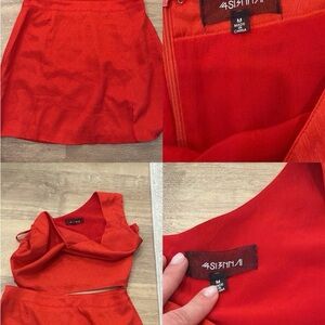 4SI3NNA Red Two-Piece Skirt Set